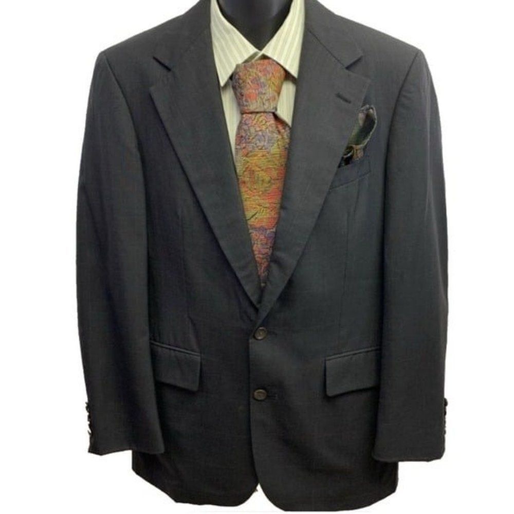 Halls KC Mens Sport Coat Dark Grey Windowpane Glen Check Classic‎ Tailored